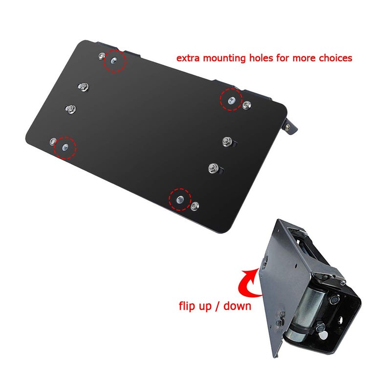 NORTHYUN Flip Up License Plate Mount Winch Roller Fairlead Mounting Bracket 8 3/4 Inch Holder Black Stainless Steel - Image 3